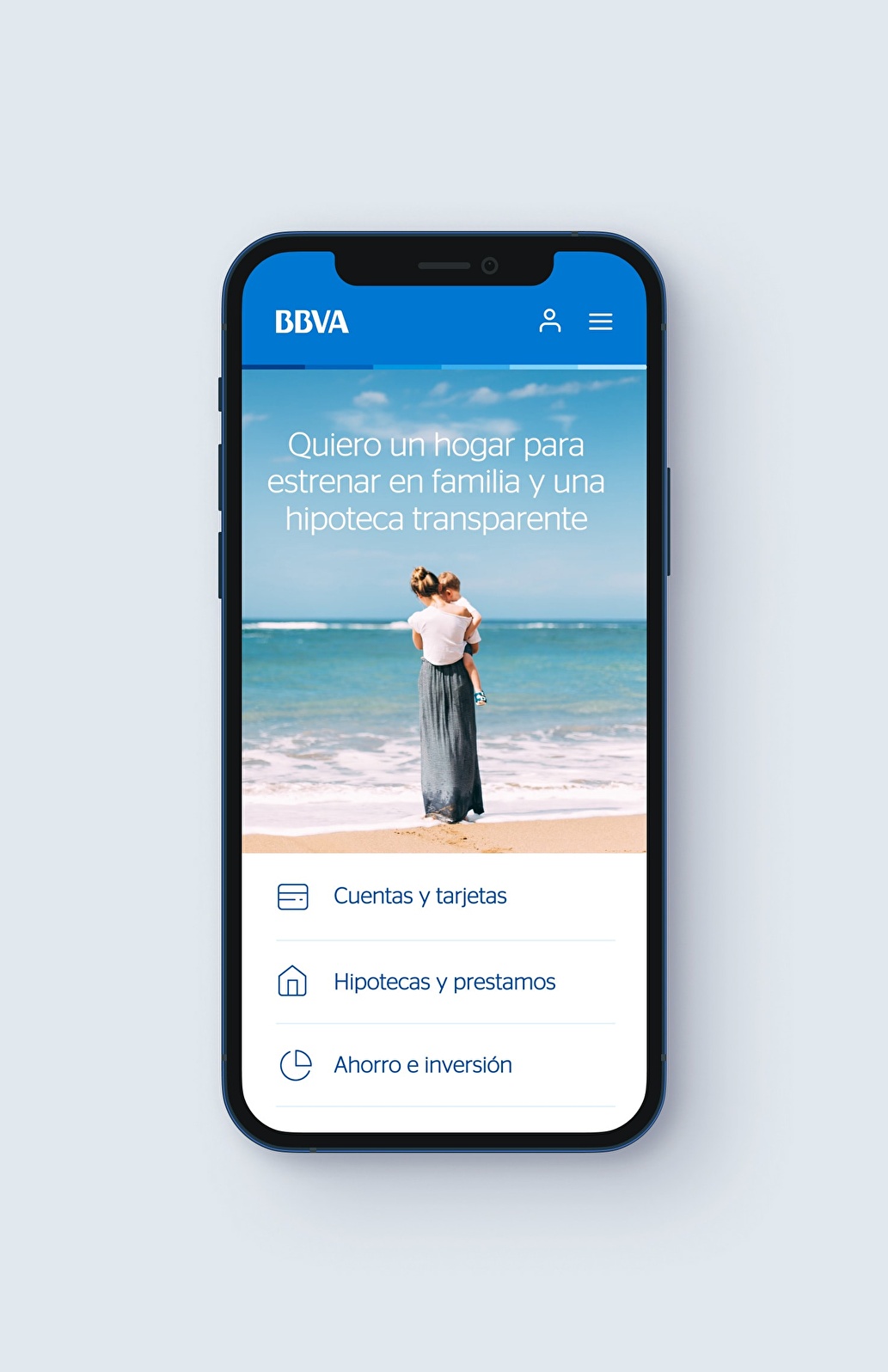 Diseño UI de la app para móviles de BBVA.