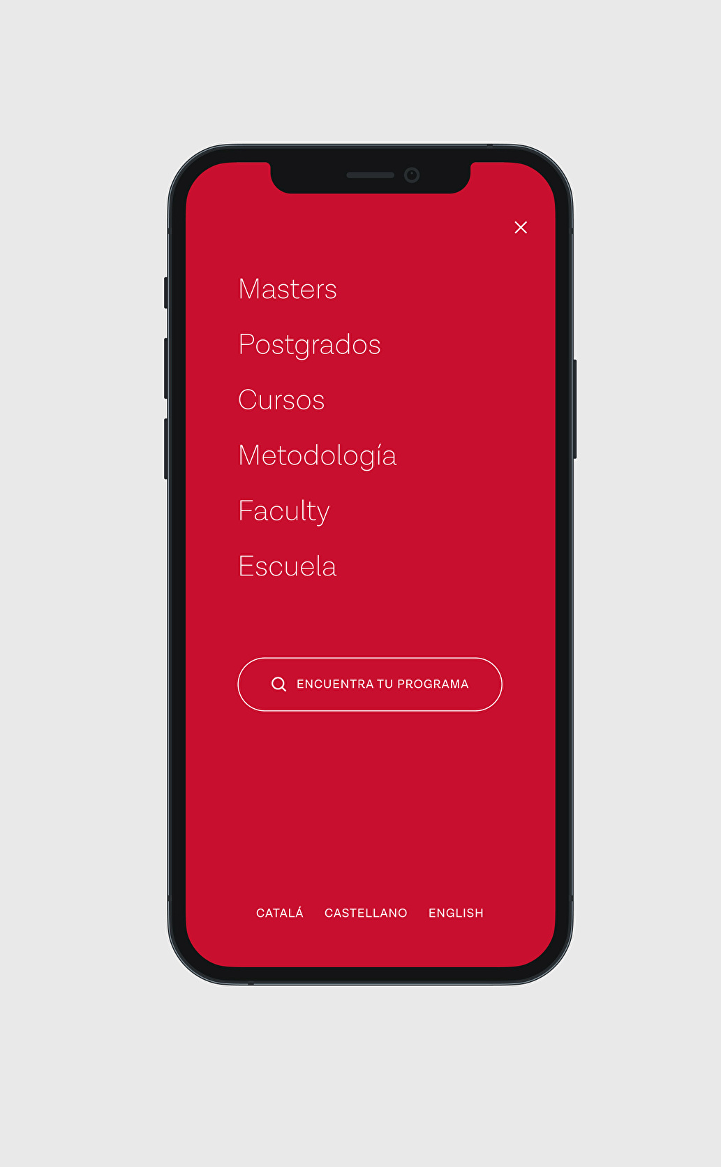 Design of the BSM web menu in mobile format.