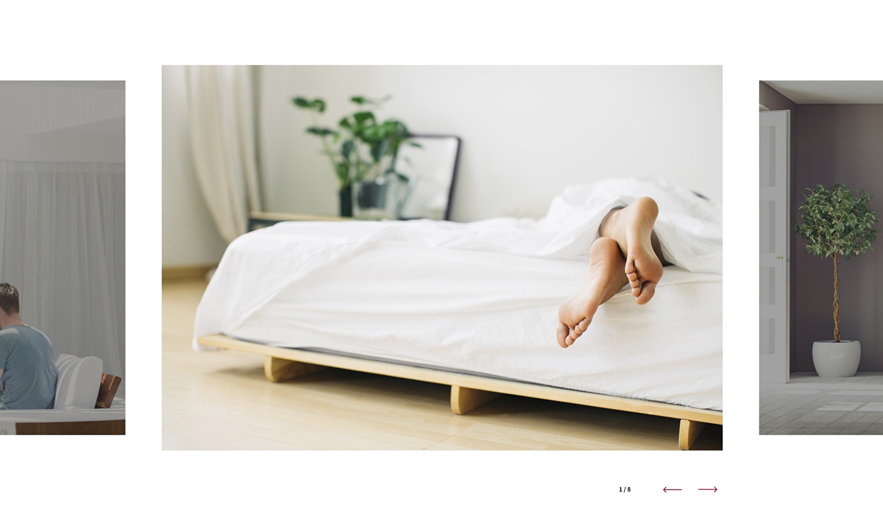 Web slider functionality for displaying different images with directional arrows.