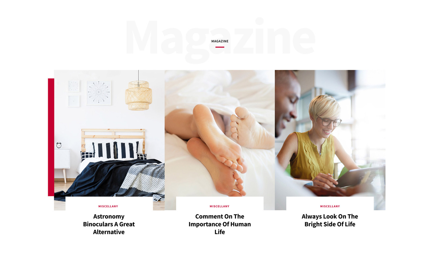 Design of the magazine section of the hitachi website.