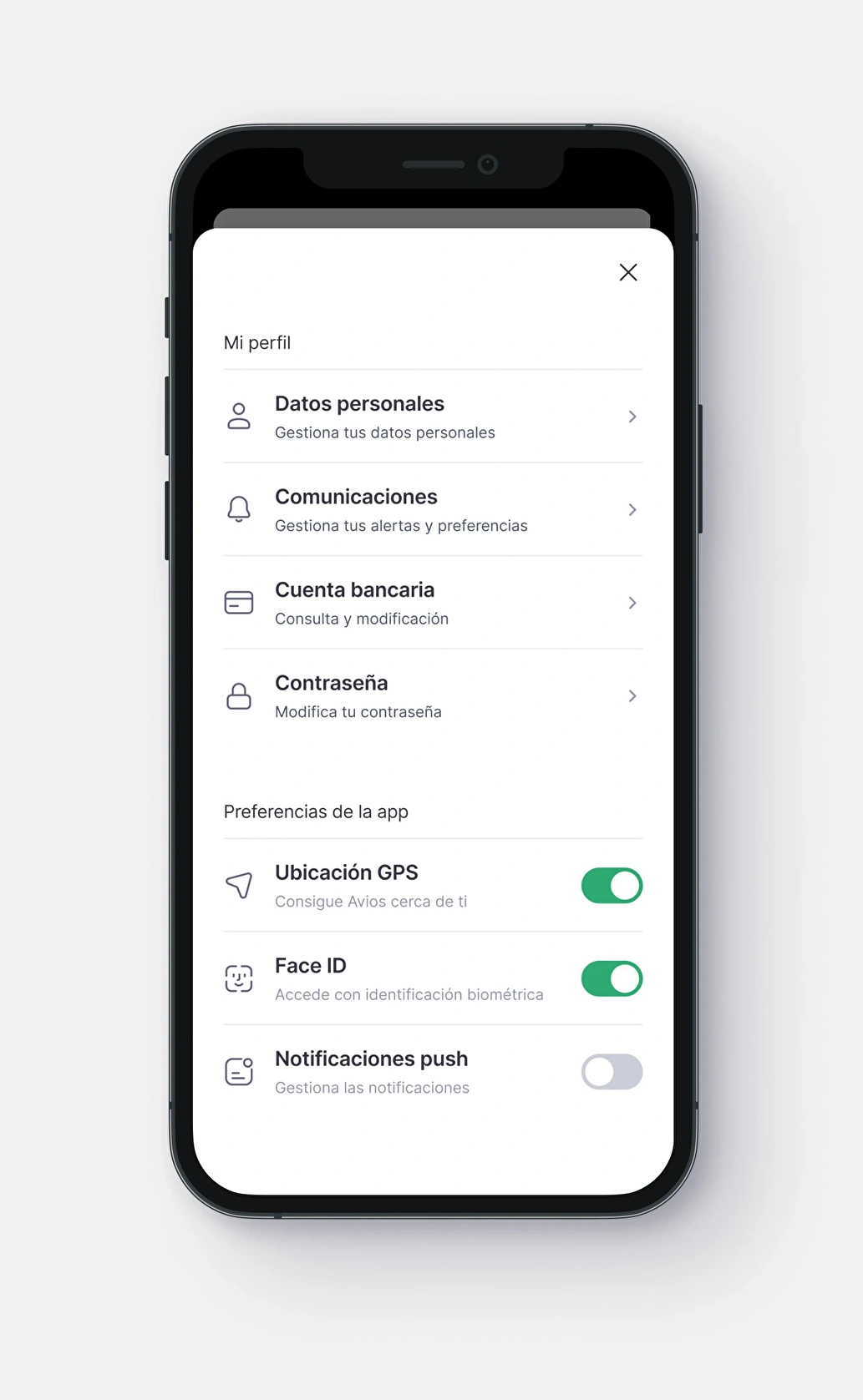 User account design for Iberia Cards. Fintech product detail.