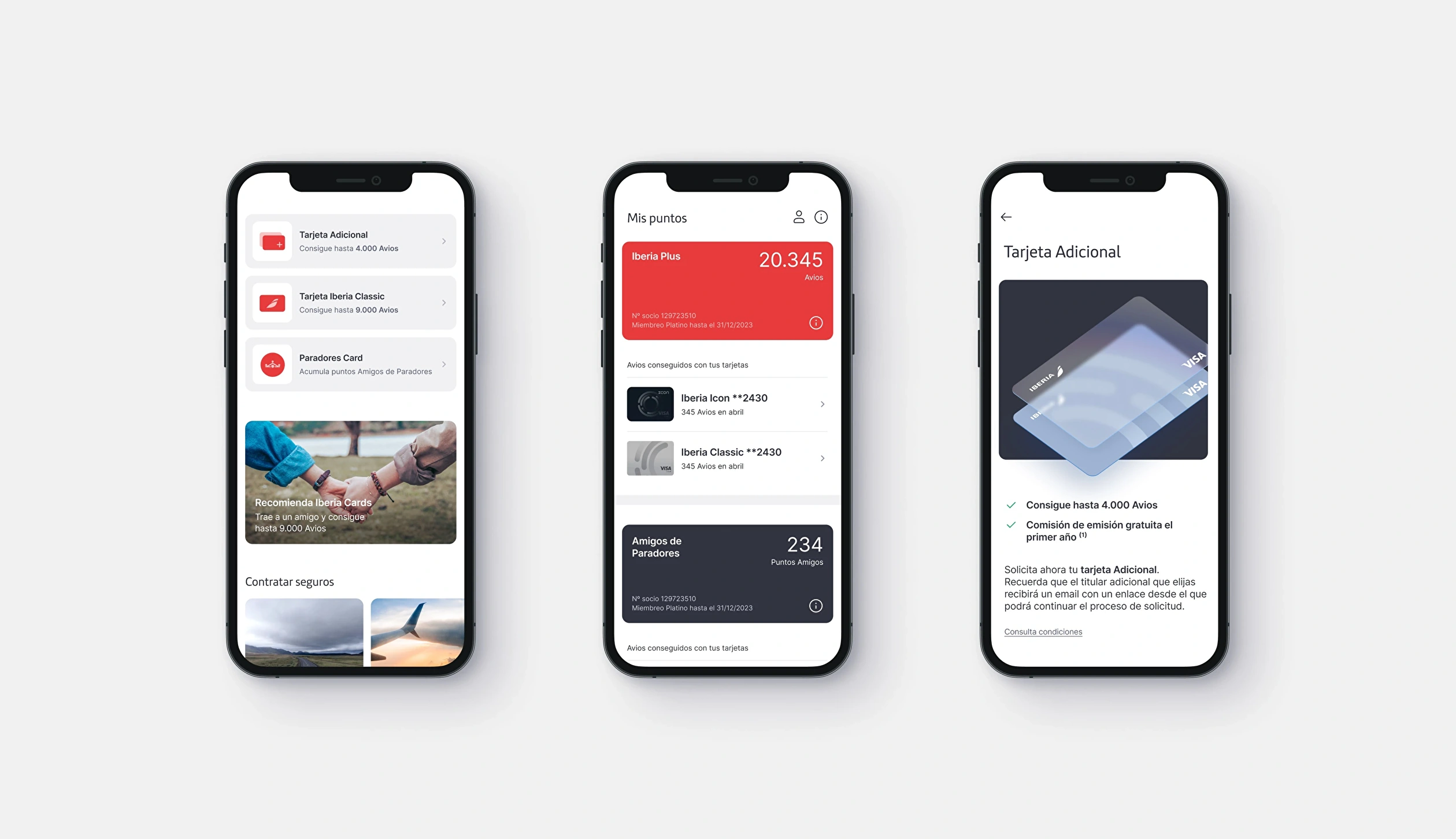 User profile design detail Iberia Cards fintech product