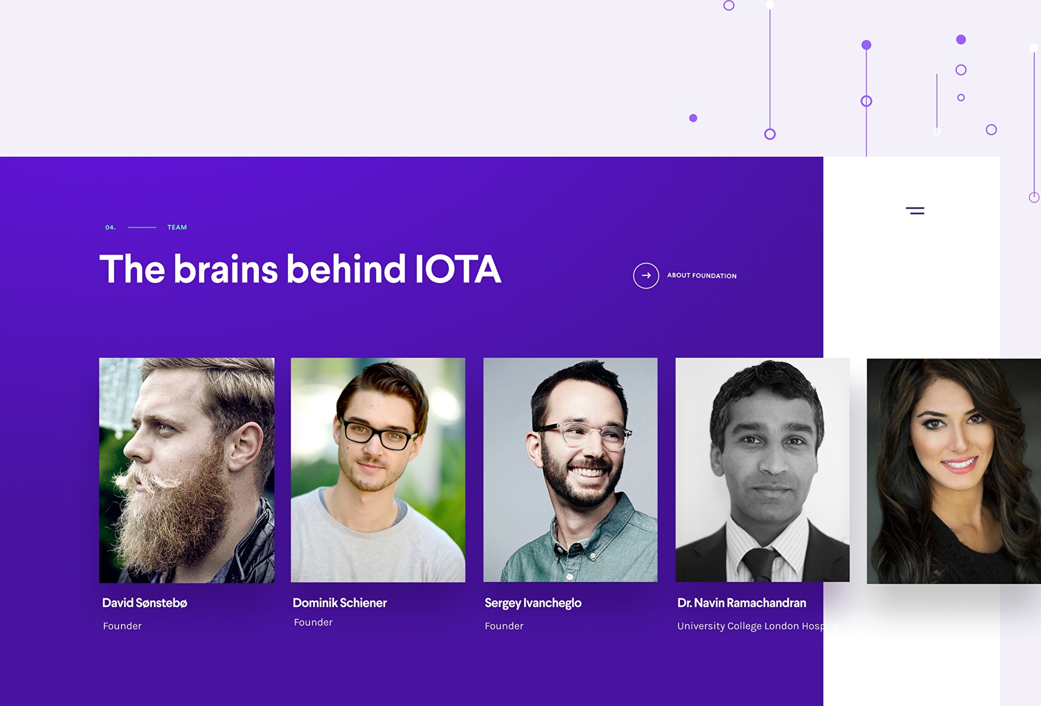 Web design of the module for the members comprising the IOTA team.
