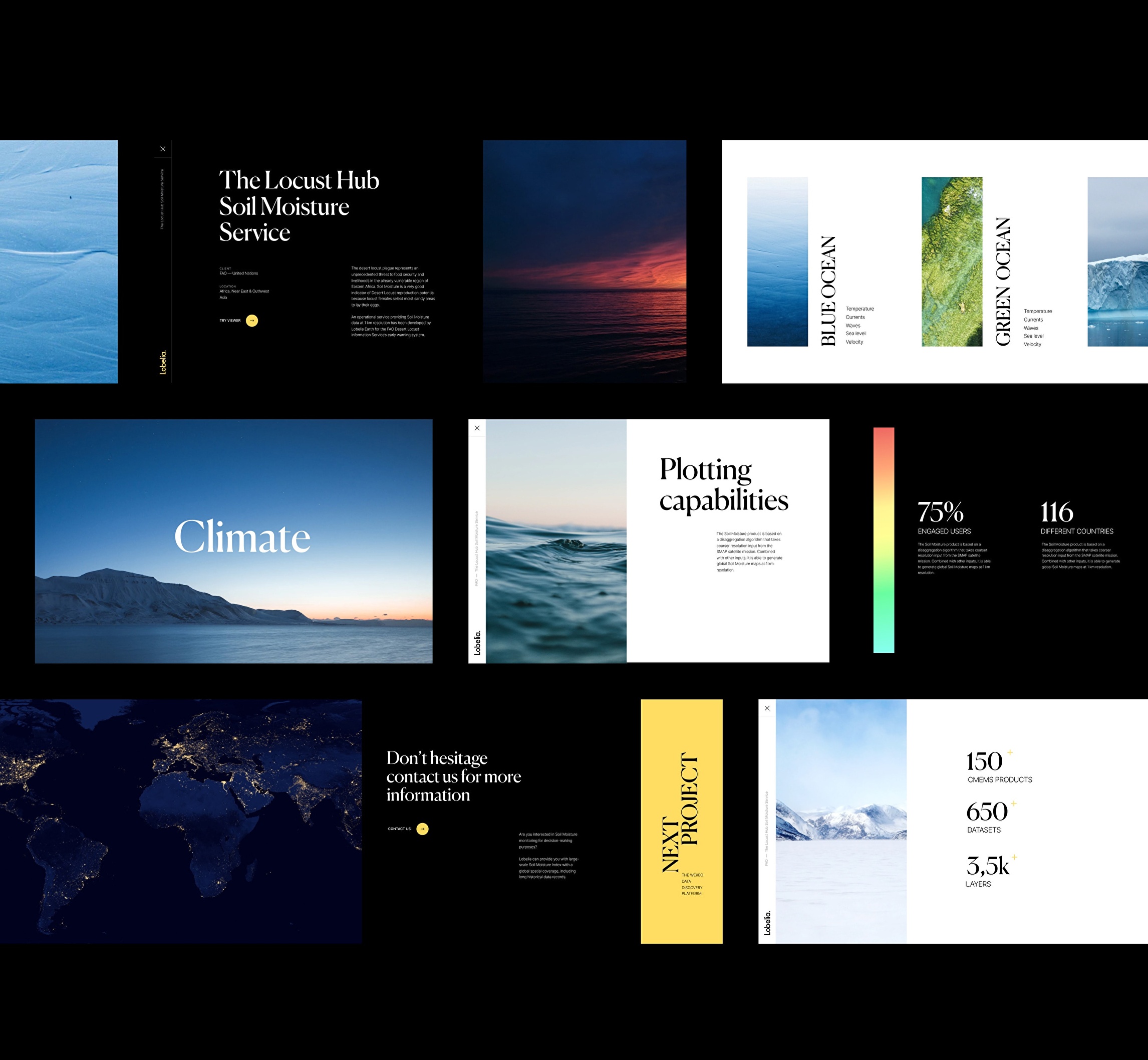 Simple screens website explaining Lobelia's products to non-scientific users.