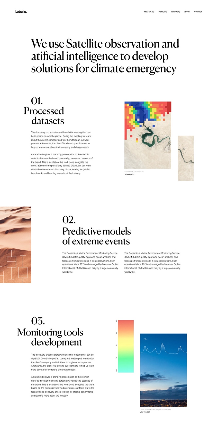 Elements of the Design System applied to the structure of the Lobelia website.