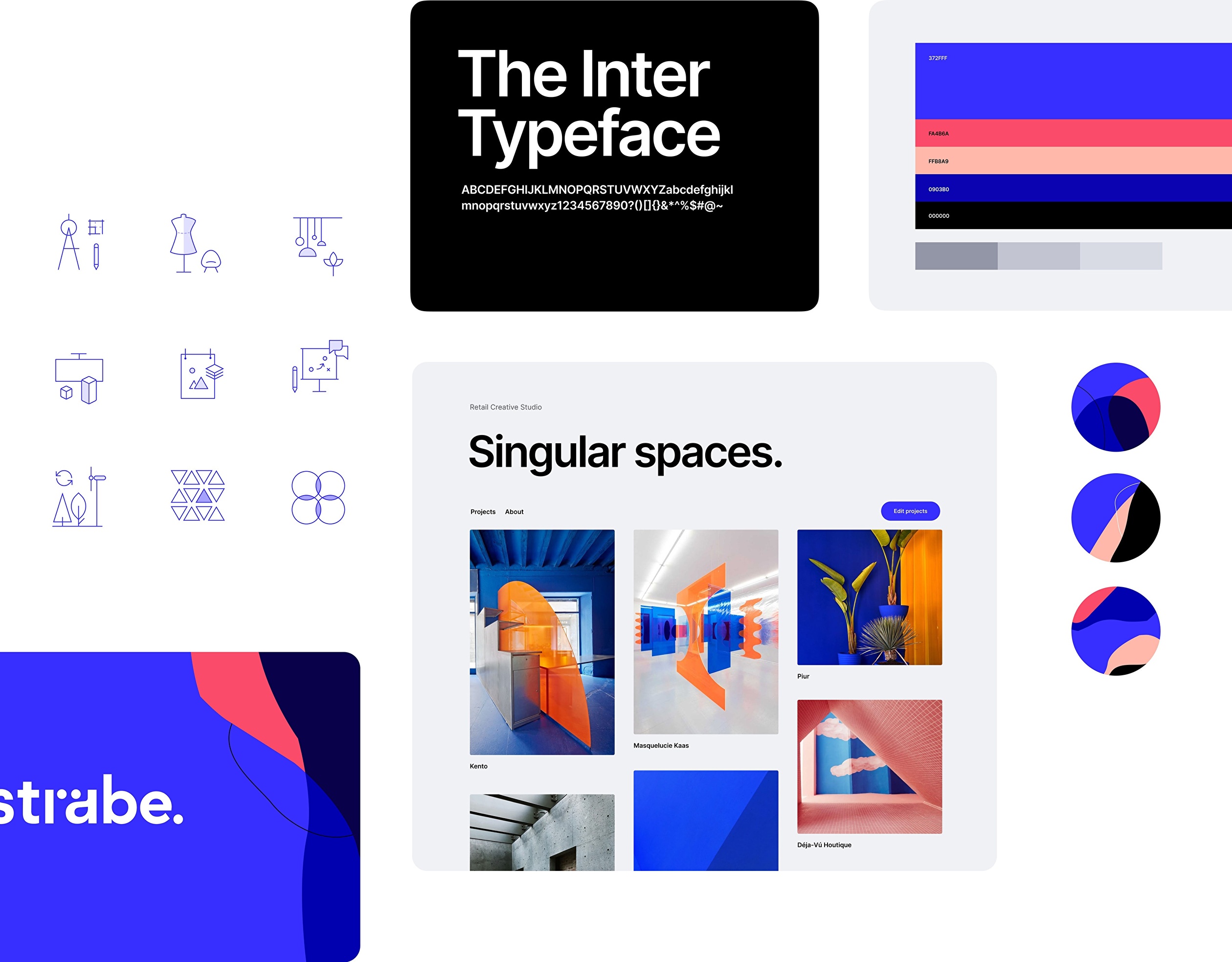Conjunto de imágenes que define el sistema de diseño para la plataforma de la industria minorista de Strabe.