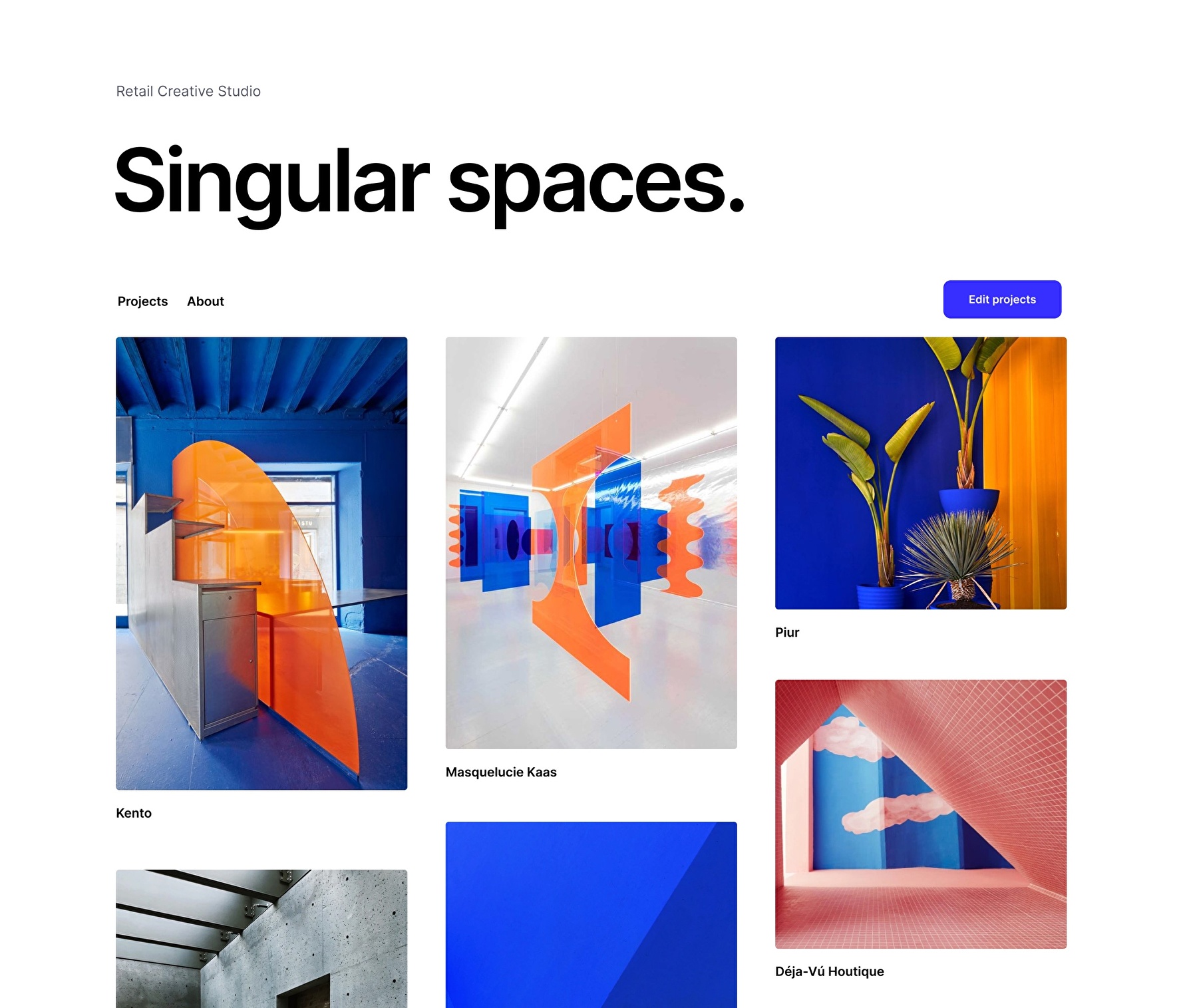 Página de diseño de proyectos destacados para el sitio web de Strabe.