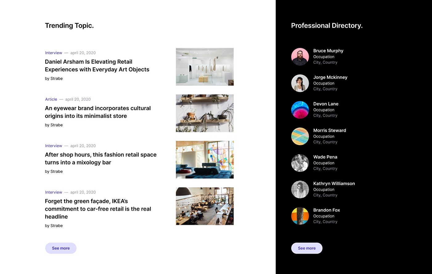 Diseño de interfaz de usuário para una sección de la revista