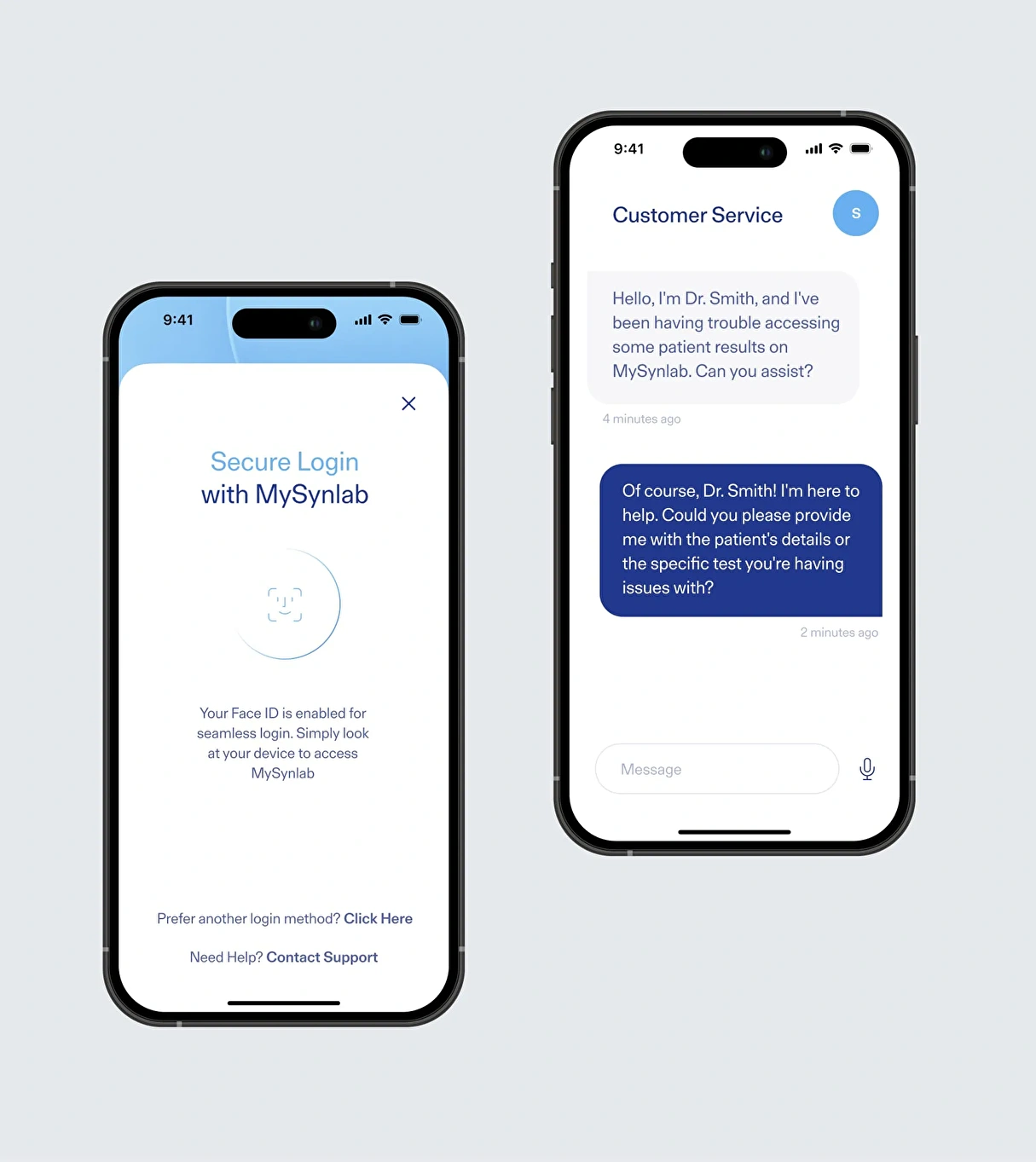 A smartphone displaying a secure login screen for the MySYNLAB app.