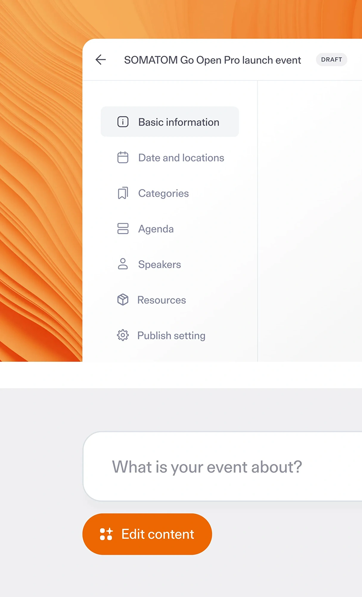 Screenshot of the Internal content management platform designed and Siemens Healthineers internal content management platform detail.