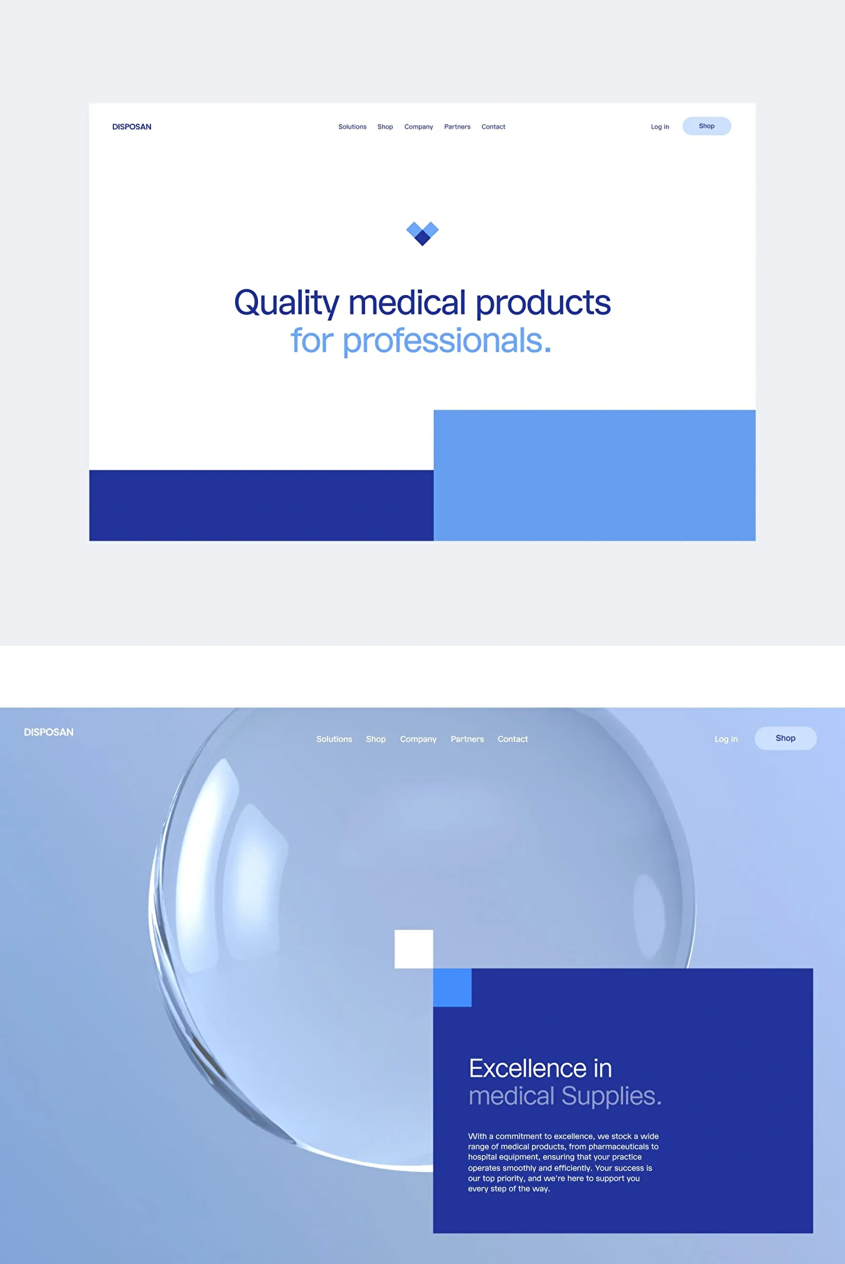 Screenshot of the corporate website design UX and UI design for Disposan ecommerce platform.